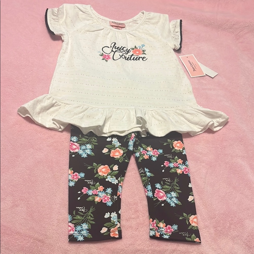Juicy Couture White Top and Floral Leggings Set